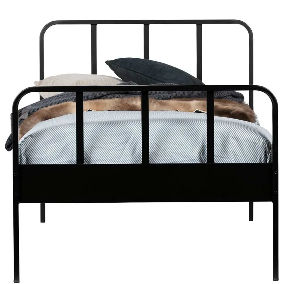 Einzelbetten|Metallbetten*Pharao24 Schwarzes Metall Bett Volgan
