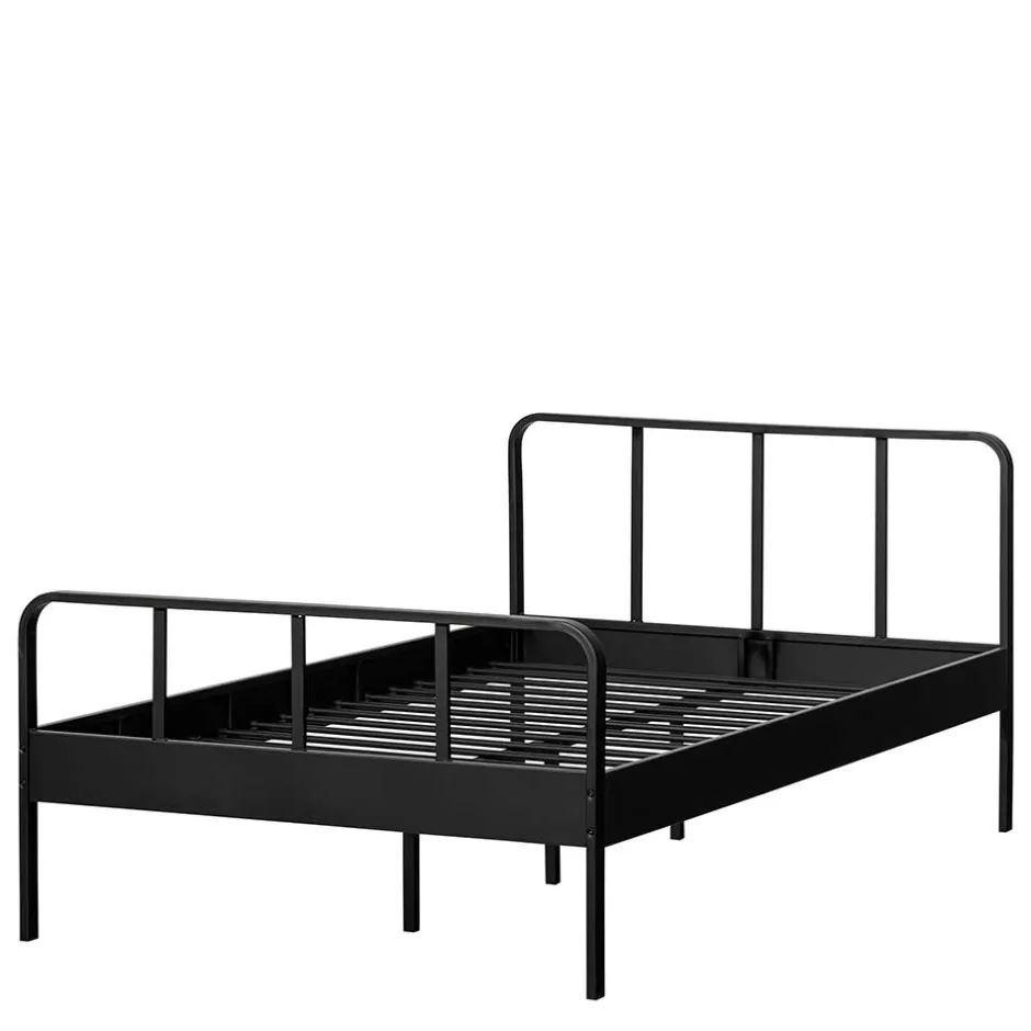 Einzelbetten|Metallbetten*Pharao24 Schwarzes Metall Bett Volgan