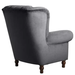 Ohrensessel*Pharao24 Sessel Anthrazit Samt Kean