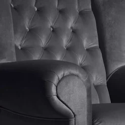 Ohrensessel*Pharao24 Sessel Anthrazit Samt Kean