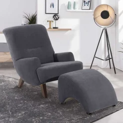 Relaxsessel*Pharao24 Sessel Anthrazit Velours Matrona