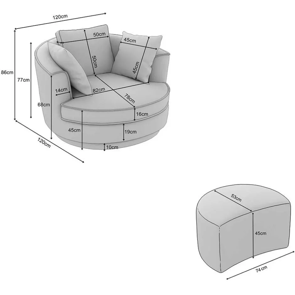 Pharao24 Sessel mit Hocker Anyel> Polstermöbel|Wohnzimmer Sessel