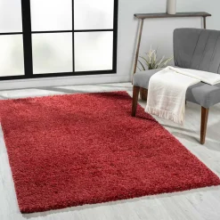 Pharao24 Shaggy Teppich Dunkelrot Fane><noscript><img width=