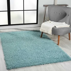 Teppiche*Pharao24 Shaggy Teppich Hellblau Wakono