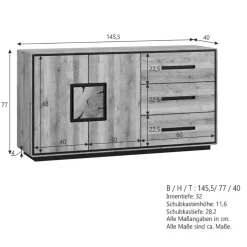 Küchenkommode|Esszimmerkommoden*Pharao24 Sideboard Macereta