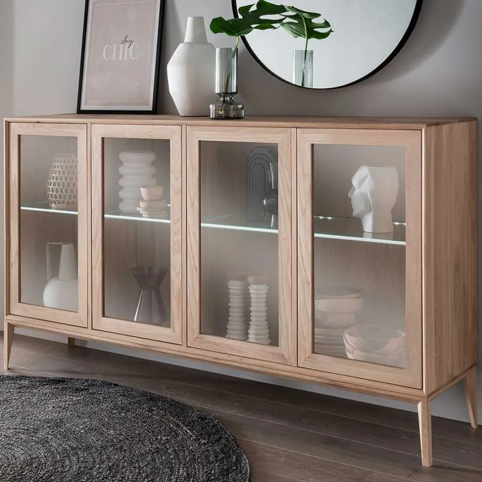 Pharao24 Sideboard mit Glastüren Belafoma> Vitrinenschrank|Wohnzimmervitrinen