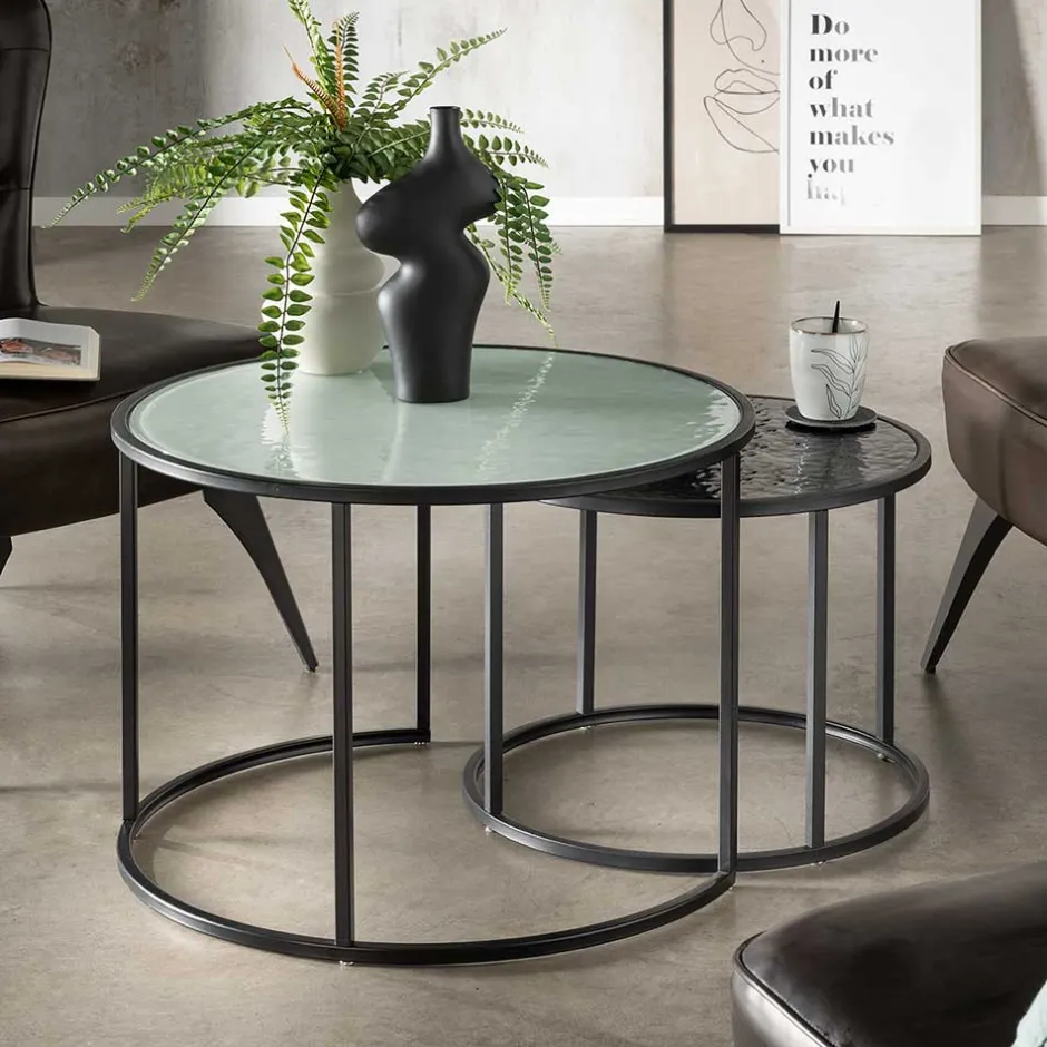 Pharao24 Sofa Tisch Set Runco> Glastische