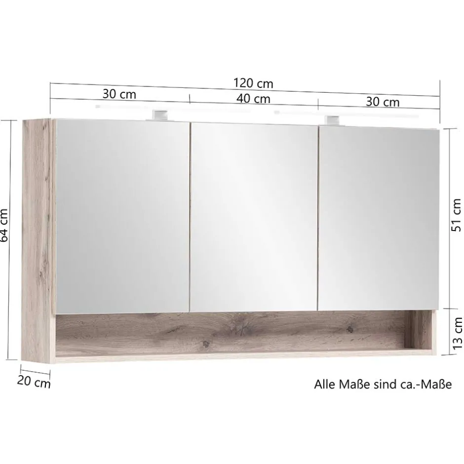 Pharao24 Spiegelschrank mit LED Eleon> Badezimmerschränke|Spiegelschränke