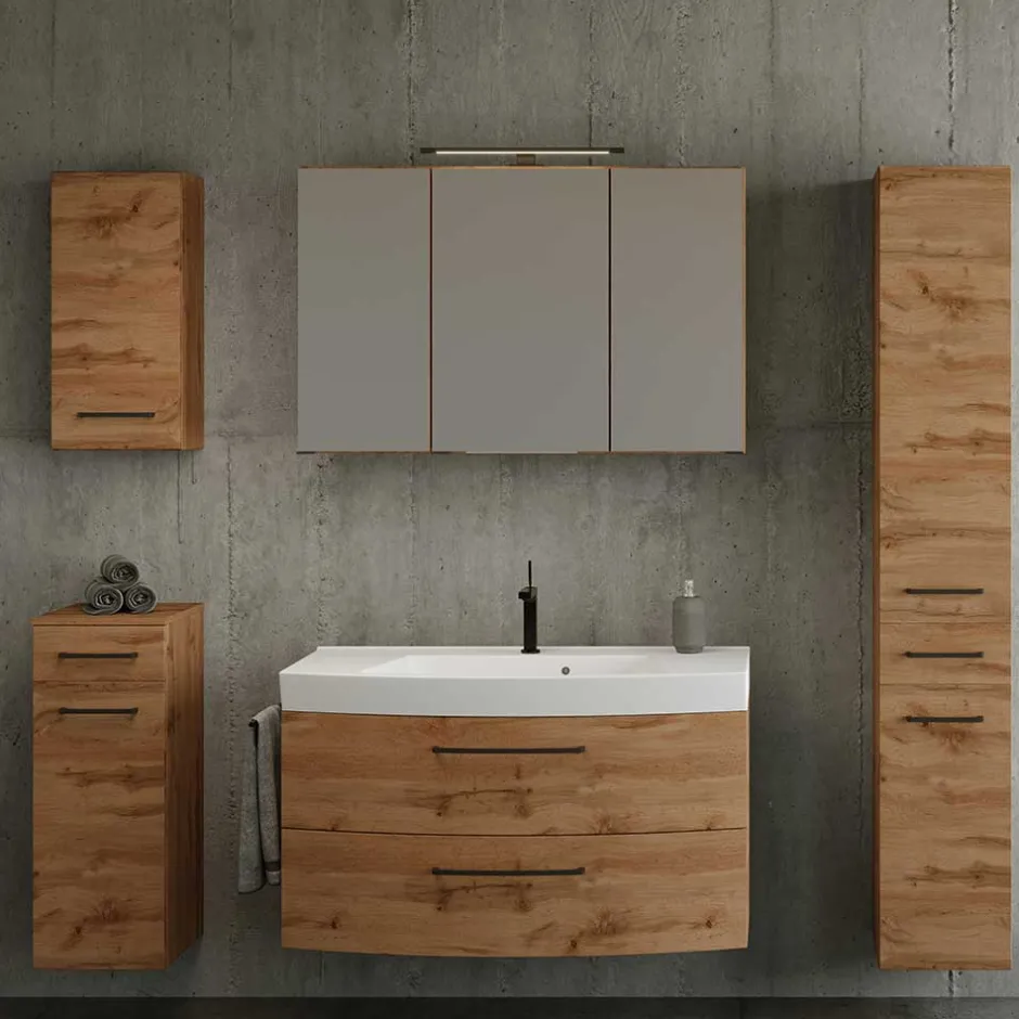 Pharao24 Spiegelschrank mit LED Longos> Badezimmerschränke|Spiegelschränke