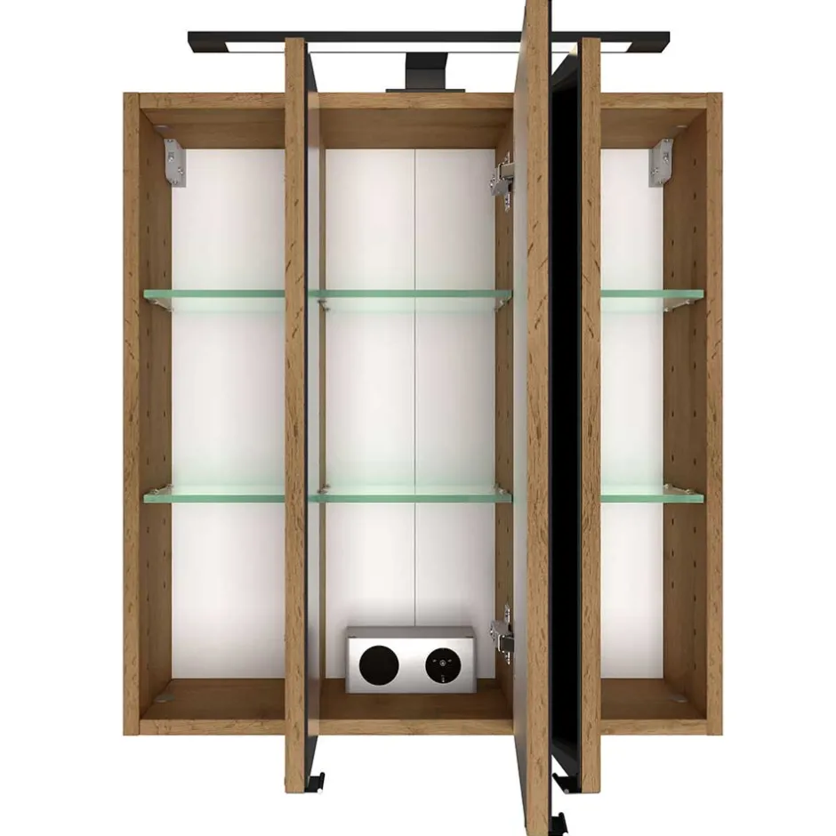 Pharao24 Spiegelschrank mit LED Longos> Badezimmerschränke|Spiegelschränke