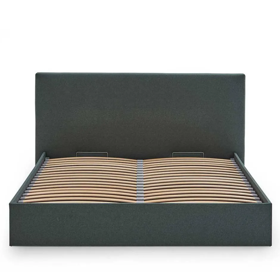 Pharao24 Stauraumbett Dunkelgrün 140x200 cm Florynn> Funktionsbetten|Schubkastenbetten