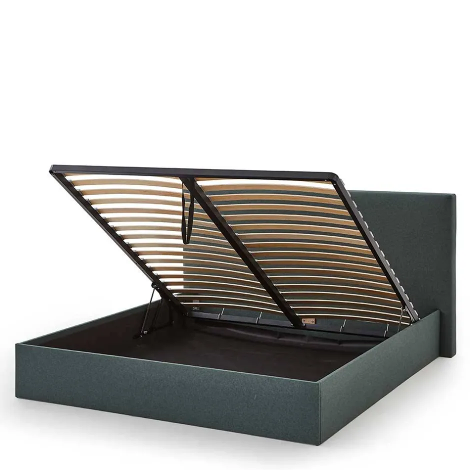 Pharao24 Stauraumbett Dunkelgrün 140x200 cm Florynn> Funktionsbetten|Schubkastenbetten