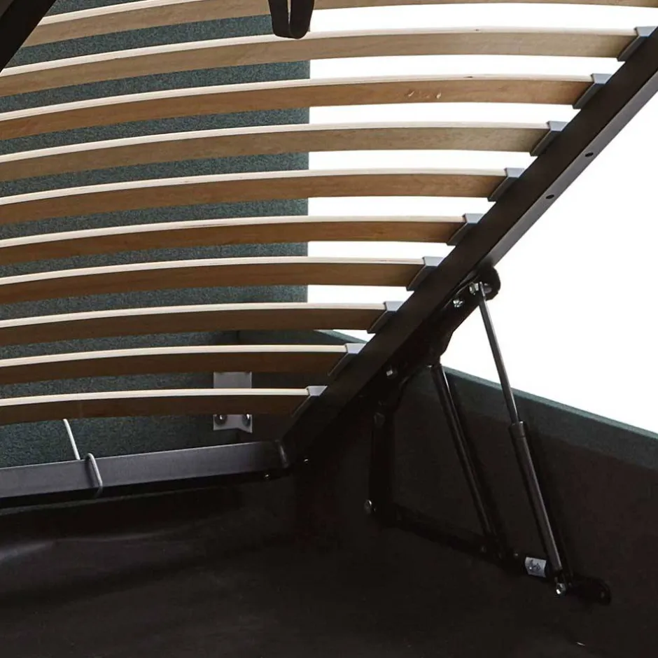 Pharao24 Stauraumbett Dunkelgrün 140x200 cm Florynn> Funktionsbetten|Schubkastenbetten