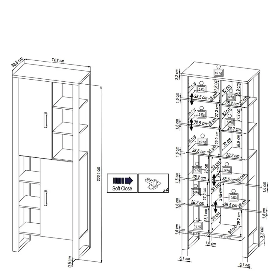 Vitrinenschrank*Pharao24 Stauraumelement Besi