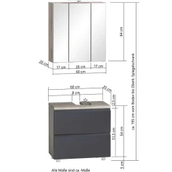 Badmöbel Sets*Pharao24 3-teiliges Badezimmer Set Fregato