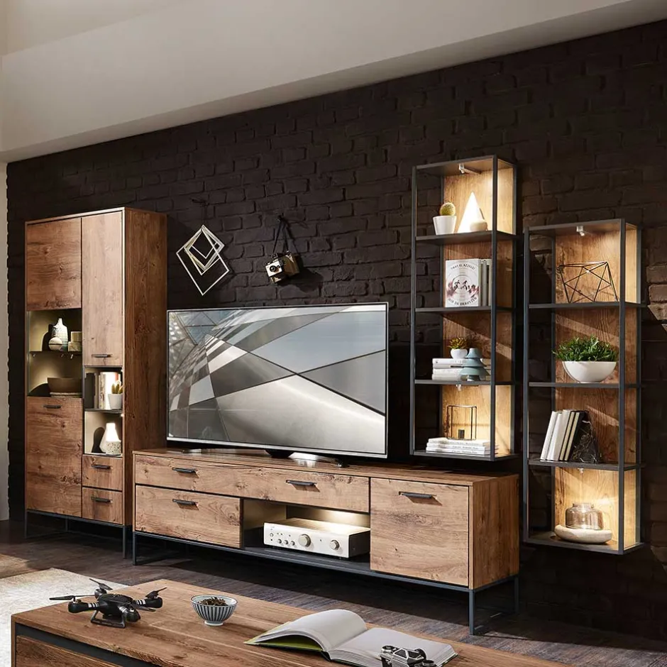 Wohnwand 300 Cm*Pharao24 TV Anbauwand Washton