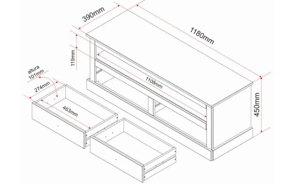 Pharao24 TV Board Alberto> Massivholz Tv Möbel|Fernsehkommoden