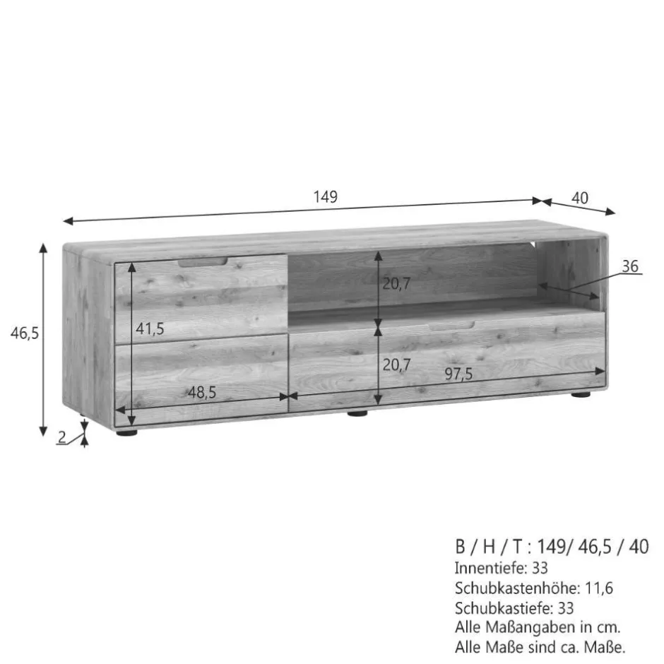 Fernsehkommoden|Massivholz Tv Möbel*Pharao24 TV Lowboard Amra