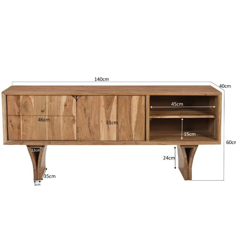 Massivholz Tv Möbel*Pharao24 TV Lowboard Troyesa