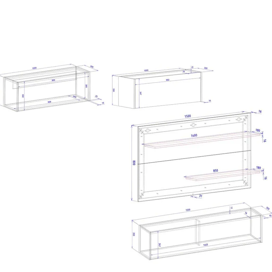 Moderne Wohnwände|Wohnwand 350 Cm*Pharao24 TV und Home Office Wohnwand Uzniana