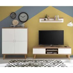 Pharao24 TV Wohnwand Levanca> Wohnwand 250 Cm|Massivholz Wohnwände