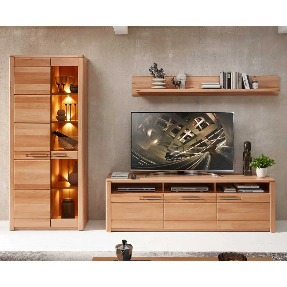 Moderne Wohnwände|Massivholz Wohnwände*Pharao24 TV Wohnwand teilmassiv Dressed