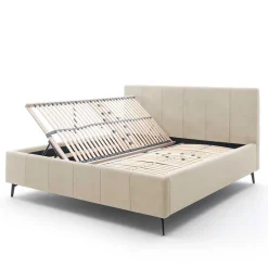 Pharao24 Velours Polsterbett Beige Sonna><noscript><img width=