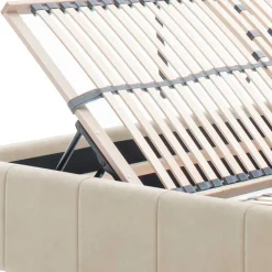 Pharao24 Velours Polsterbett Beige Sonna><noscript><img width=