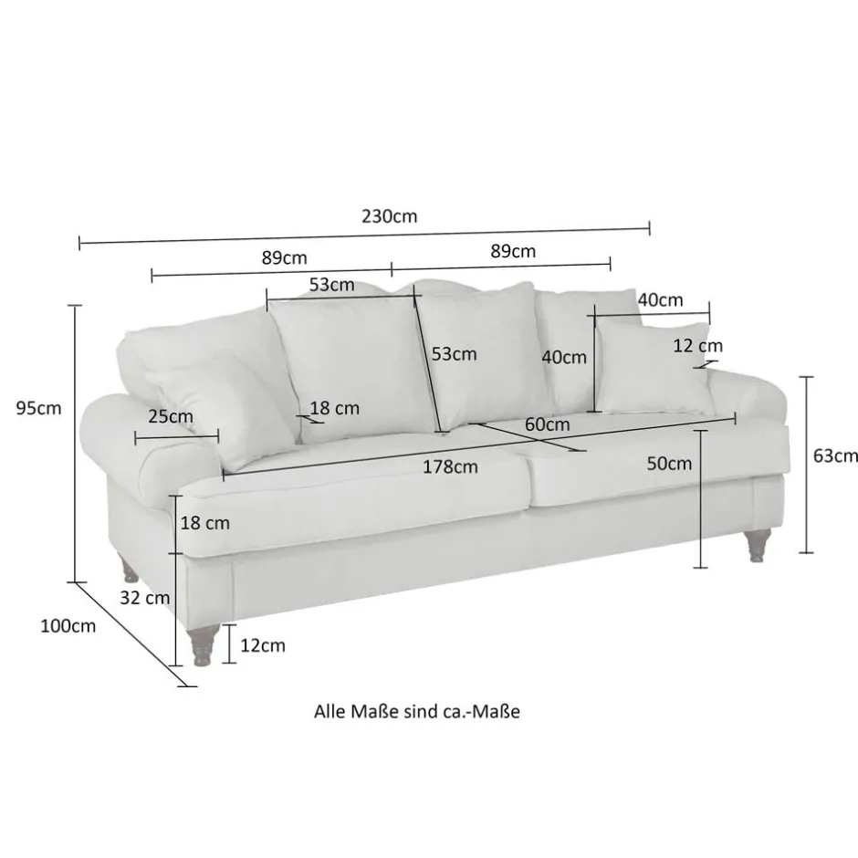 Polstermöbel|Wohnzimmercouch*Pharao24 Vintage Look Sofa Mallorca