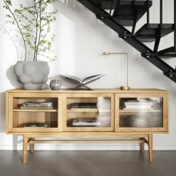 Küchenkommode|Esszimmerkommoden*Pharao24 Vitrinen Sideboard Rattana