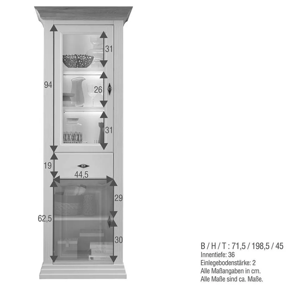 Pharao24 Vitrinenschrank Greeks> Massivholzmöbel|Vitrinenschrank