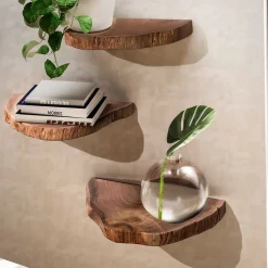 Pharao24 Wandregal Set Efena> Wohnzimmerregale|Massivholzregale