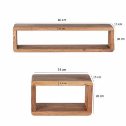 Wohnzimmerregale|Massivholzregale*Pharao24 Wandregal Set Levrana