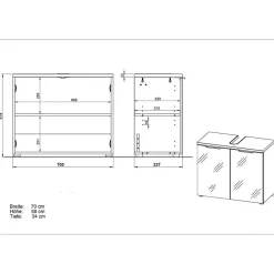 Waschbeckenunterschränke*Pharao24 Waschbeckenunterschrank Gramos