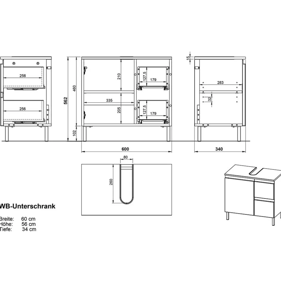 Pharao24 Waschbeckenunterschrank Ortensia> Waschbeckenunterschränke|Bad Unterschränke
