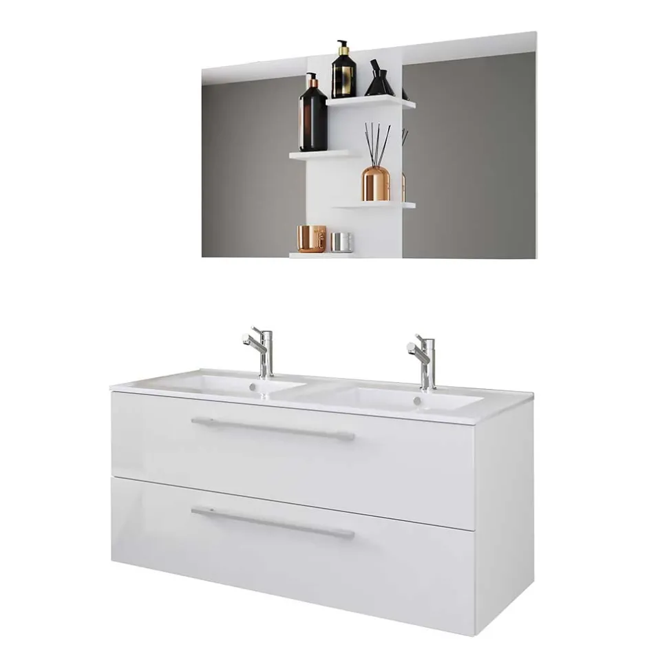 Badmöbel Sets*Pharao24 Waschplatz Set weiß 2 Personen Dango