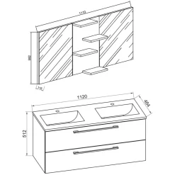 Badmöbel Sets*Pharao24 Waschplatz Set weiß 2 Personen Dango