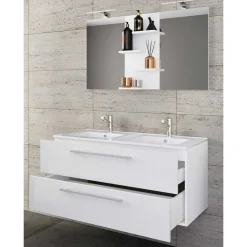 Badmöbel Sets*Pharao24 Waschplatz Set weiß 2 Personen Dango