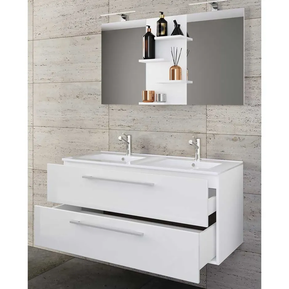 Badmöbel Sets*Pharao24 Waschplatz Set weiß 2 Personen Dango