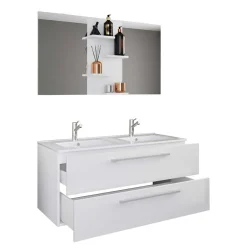 Badmöbel Sets*Pharao24 Waschplatz Set weiß 2 Personen Dango