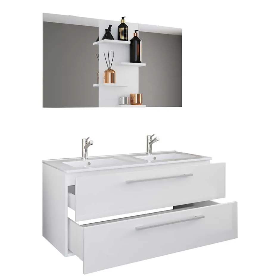 Badmöbel Sets*Pharao24 Waschplatz Set weiß 2 Personen Dango