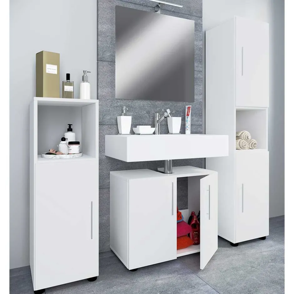 Badmöbel Sets*Pharao24 Waschplatz Set weiß modern Eli