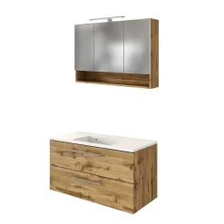 Pharao24 Waschtisch und LED Spiegelschrank Dolveran> Badmöbel Sets