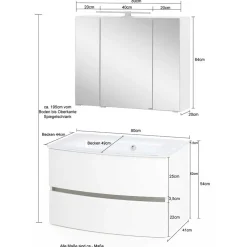 Badmöbel Sets*Pharao24 Waschtisch und Spiegelschrank Ruliand