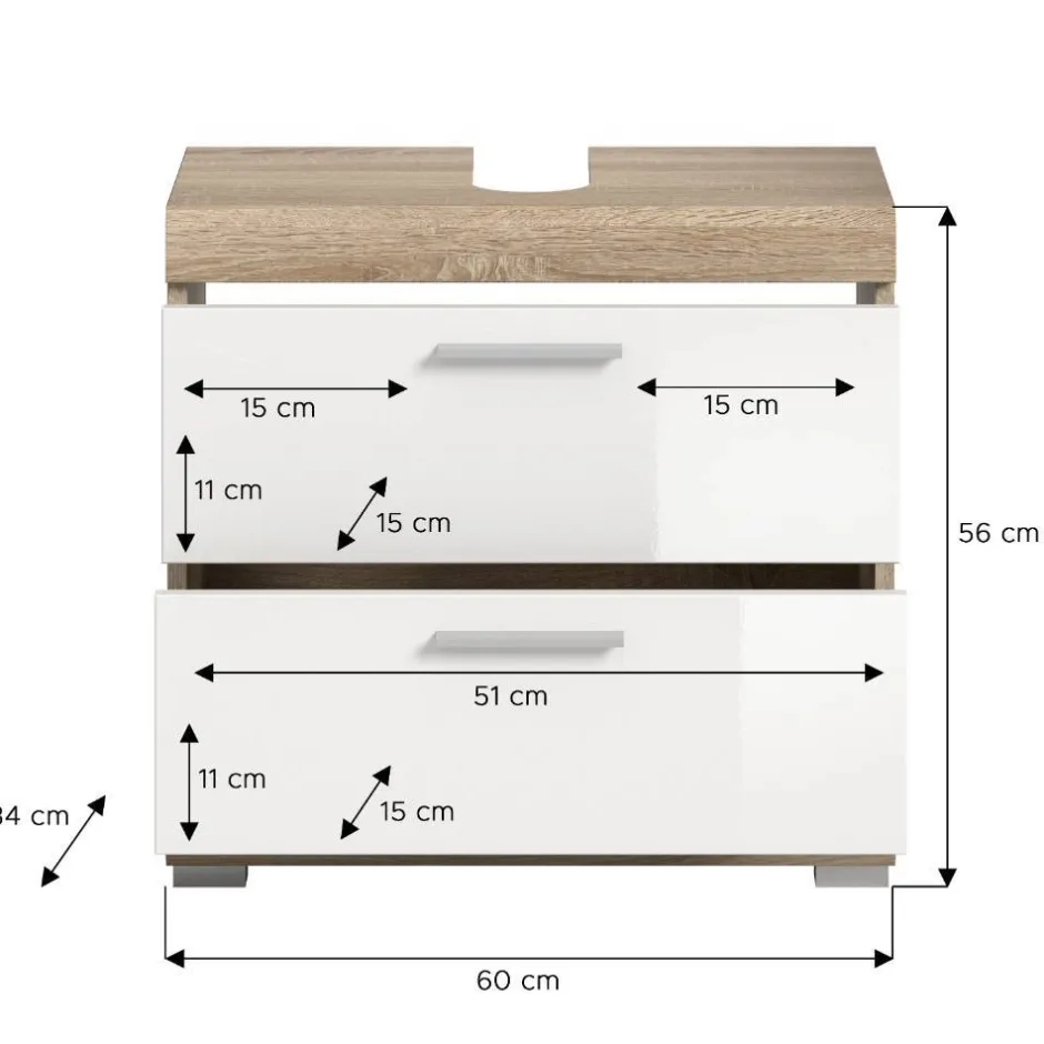 Waschbeckenunterschränke|Bad Unterschränke*Pharao24 Waschtischunterschrank Kwesina