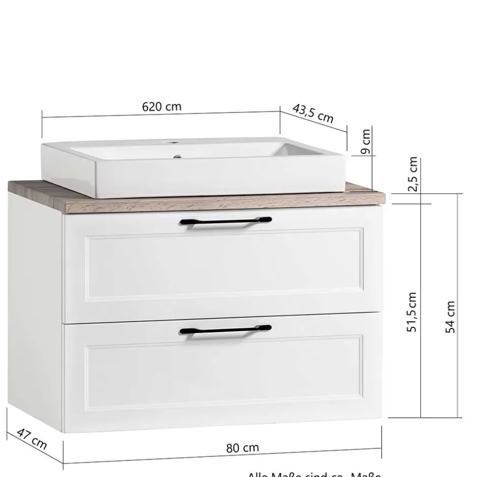 Waschbeckenunterschränke|Bad Unterschränke*Pharao24 Waschtischunterschrank mit Becken Matss