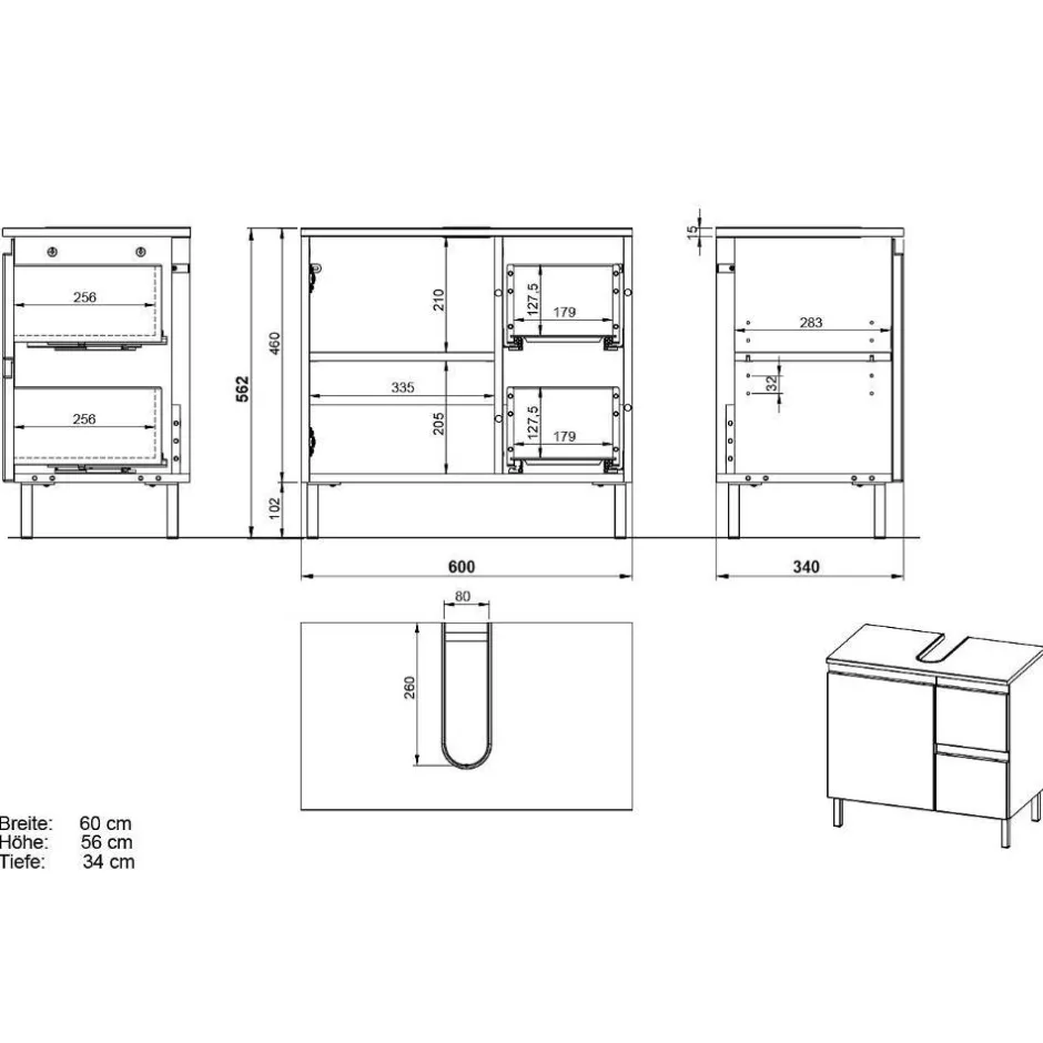 Waschbeckenunterschränke|Bad Unterschränke*Pharao24 Waschtischunterschrank Viper