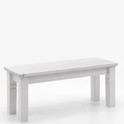 Pharao24 Weiße Massivholz Bank Kalimba> Küchenbank|Holzbänke