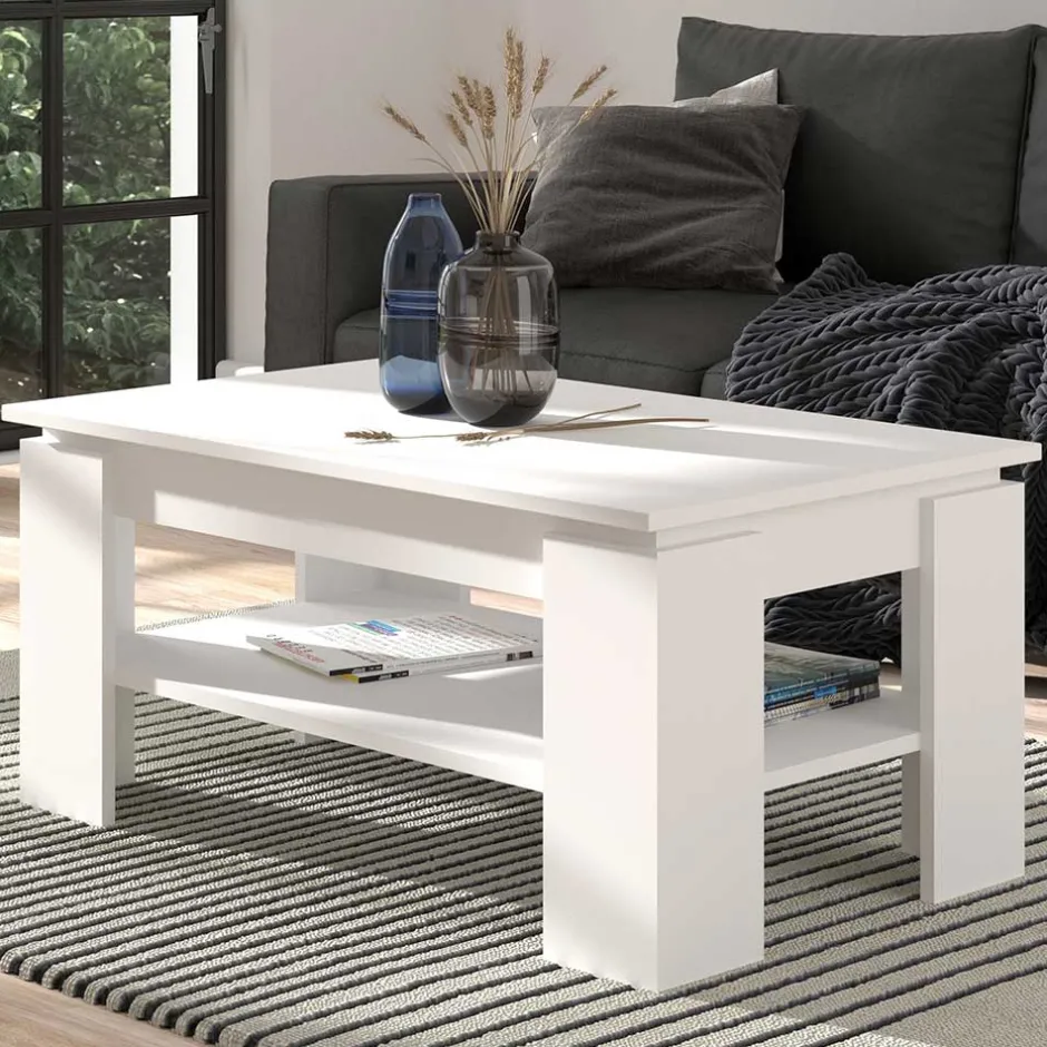 Couchtische*Pharao24 Weißer Couchtisch Sanduro