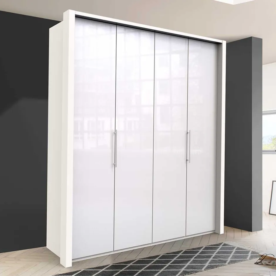 Jugendkleiderschrank*Pharao24 Weißer Falttürenschrank Grinzia